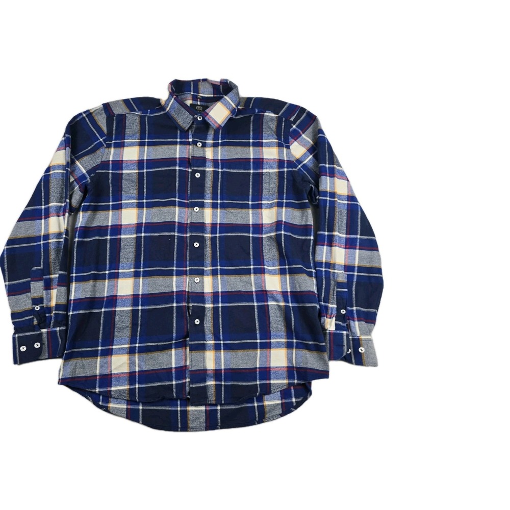 Quiet Storm Men's Size XL Plaid Blue‎ Button Up Shirt Long Sleeve